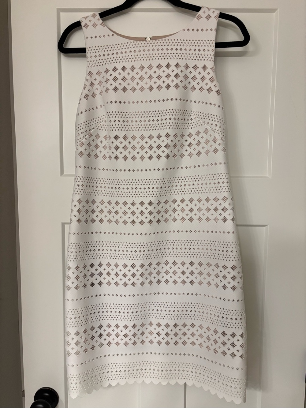 Eliza J White Eyelet Dress with Blush Lining